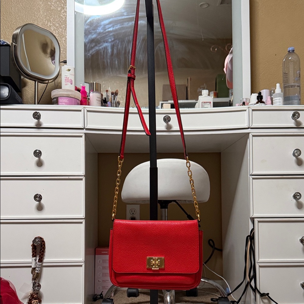 Tory Burch Red Crossbody Bag with Gold Chain